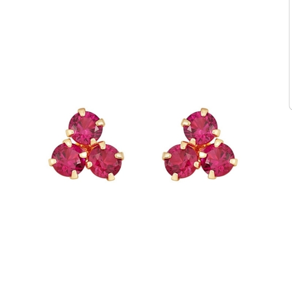 Ruby button stud in 10 k gold - Picture 3 of 5